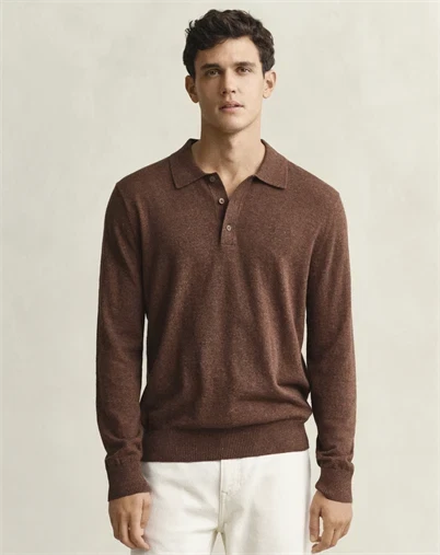 Gant - Linen Polo - Hazelnut Melange